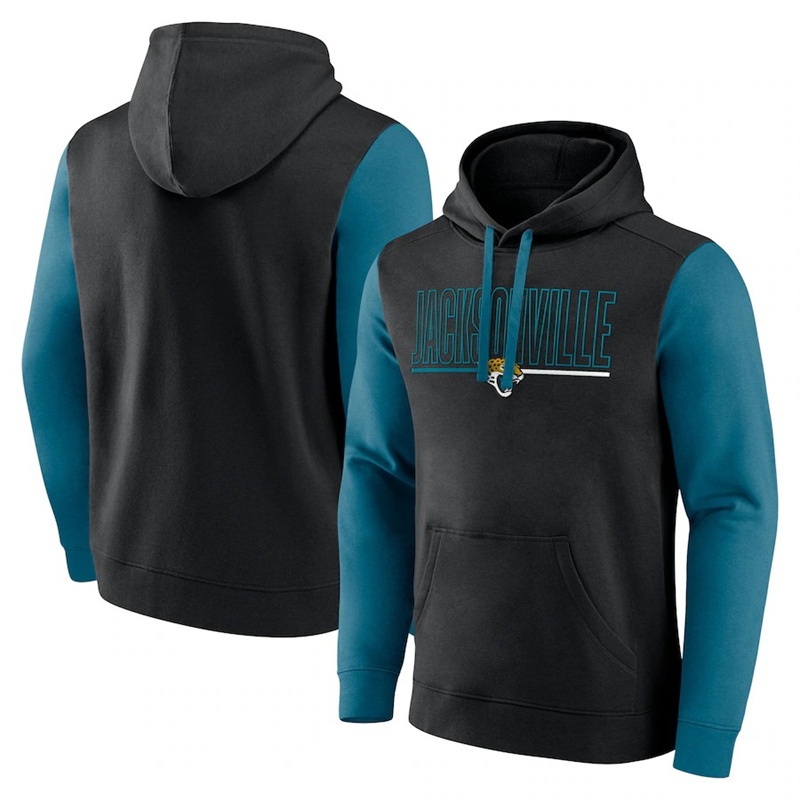 Men's Jacksonville Jaguars Black/Teal Outline Pullover Hoodie     $37.99